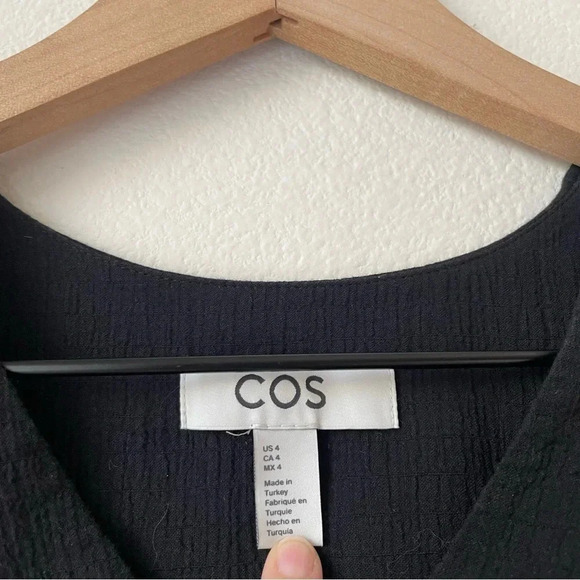 COS Ruffled Cap Sleeve Mini Dress Flowy Black 
Size 4 - Picture 9 of 13